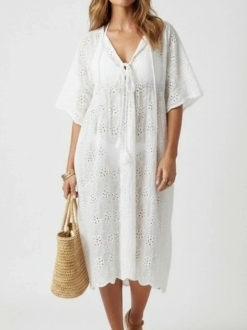 Young Fabulous & Broke White Eyelet Swim Coverup Dress